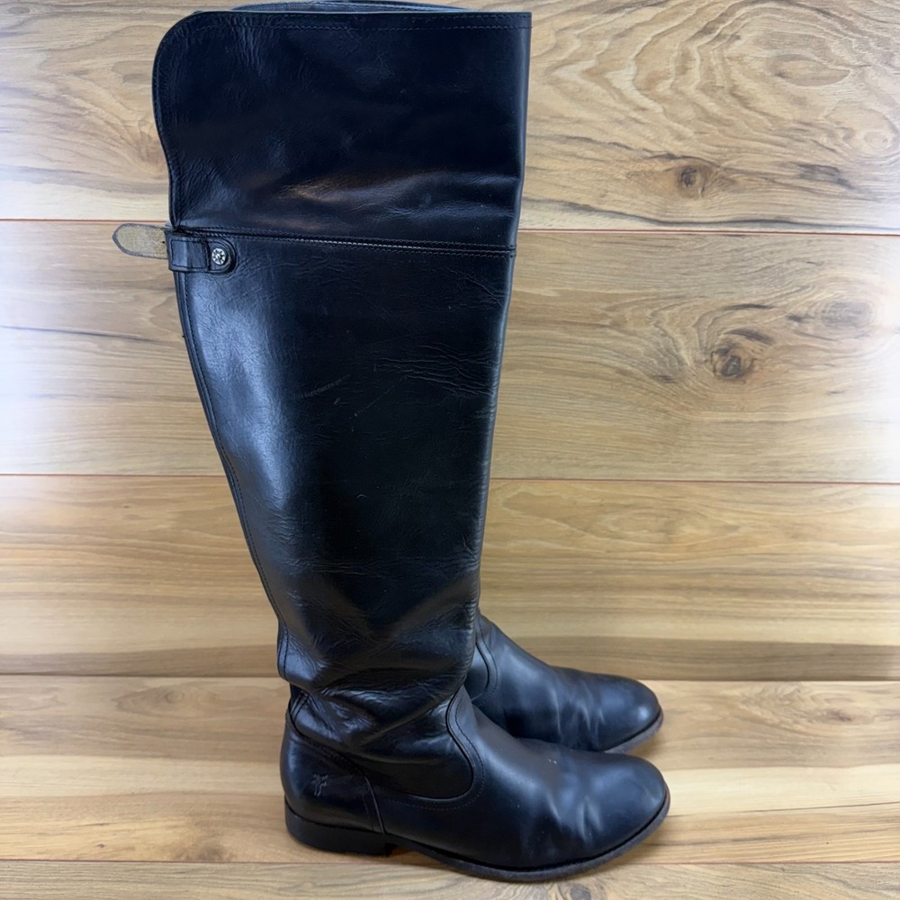 FRYE Melissa Tall Over The Knee Riding Boots 10 Black Leather Boho Equestrian